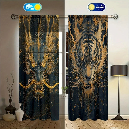 Detail motif tigre rideau japonais Ryutora MonUniversRideau