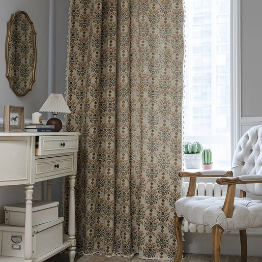 Detail tissu jacquard imprime rideau boheme MonUniversRideau