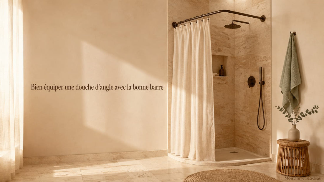 équiper une douche d'angle avec barre et rideau adaptés