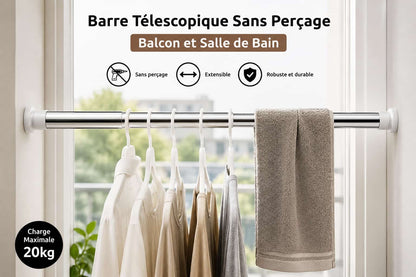 Barre télescopique sans perçage balcon et salle de bain, Balconia
