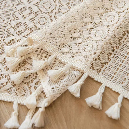 Brise-bise macrame pompons Lacelia coloris et tombe MonUniversRideau