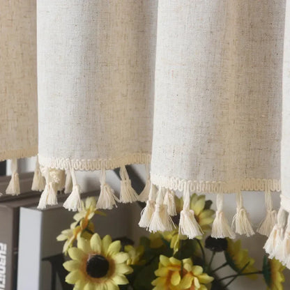 Brise-bise Kiori detail pompons cousus coton MonUniversRideau
