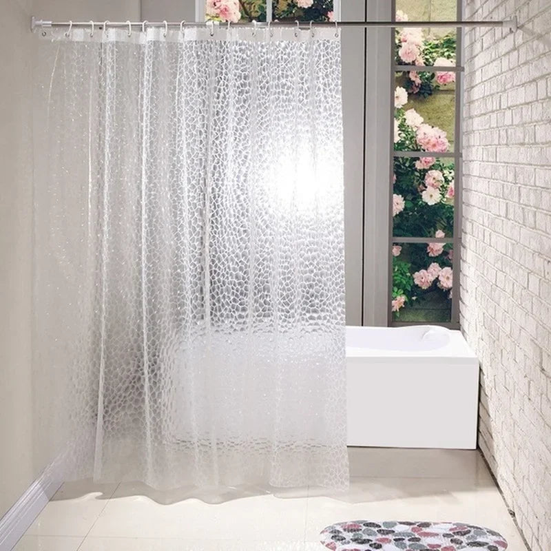 Detail relief galets rideau douche transparent Aquarelo MonUniversRideau