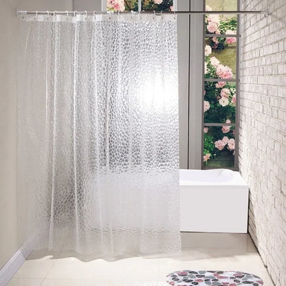 Detail relief galets rideau douche transparent Aquarelo MonUniversRideau