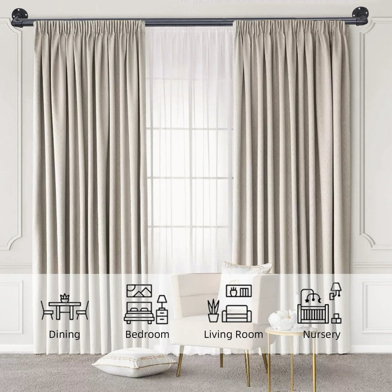 Tringle rideau industrielle noire vue de profil double rail MonUniversRideau