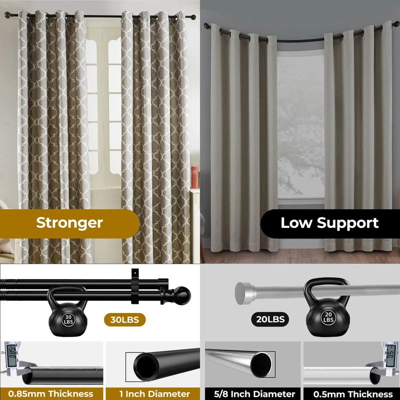 Detail rail avant voilage tringle noire Duorail MonUniversRideau