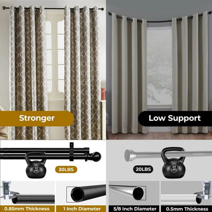 Detail rail avant voilage tringle noire Duorail MonUniversRideau