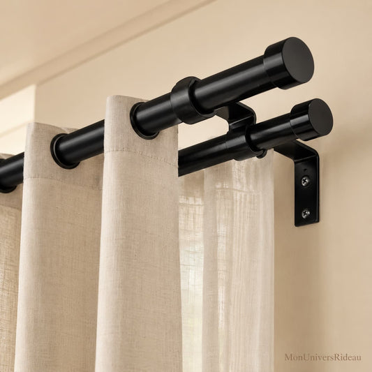 Double tringle à rideau noire renforcée, Duostria