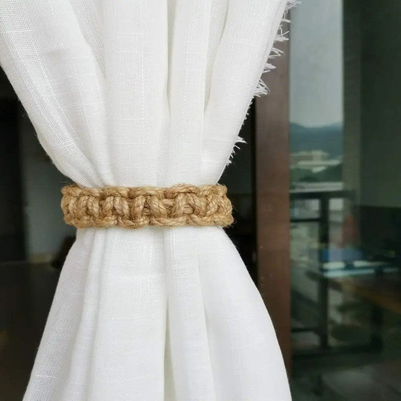 Vue rapprochee texture jute naturel embrasse Jutelia MonUniversRideau