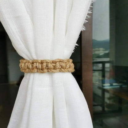 Vue rapprochee texture jute naturel embrasse Jutelia MonUniversRideau