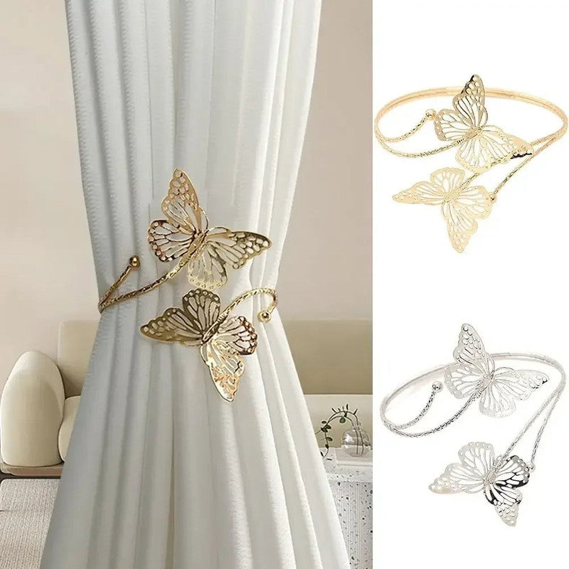Embrasse papillon metal dore Papilior vue de face MonUniversRideau