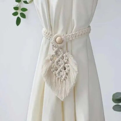 Detail tressage coton multi-brins embrasse Macrameo MonUniversRideau