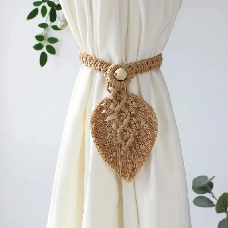 Embrasse rideau macrame coton tresse blanc MonUniversRideau