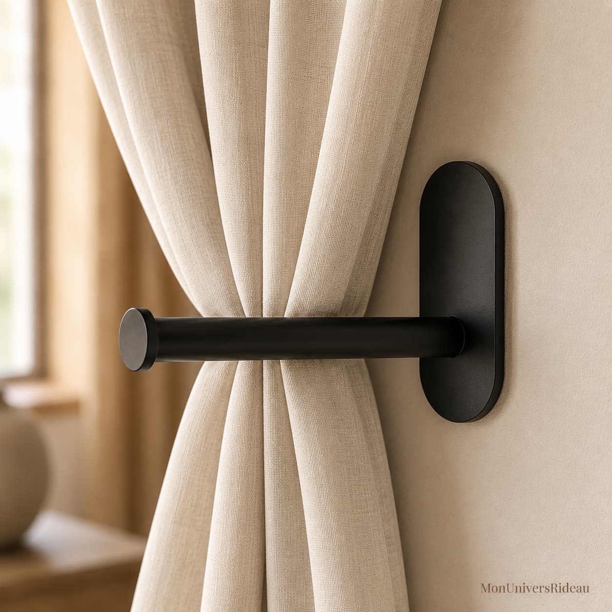 Embrasse Crochet Adhesif Mural Metal Noir - Fixwall