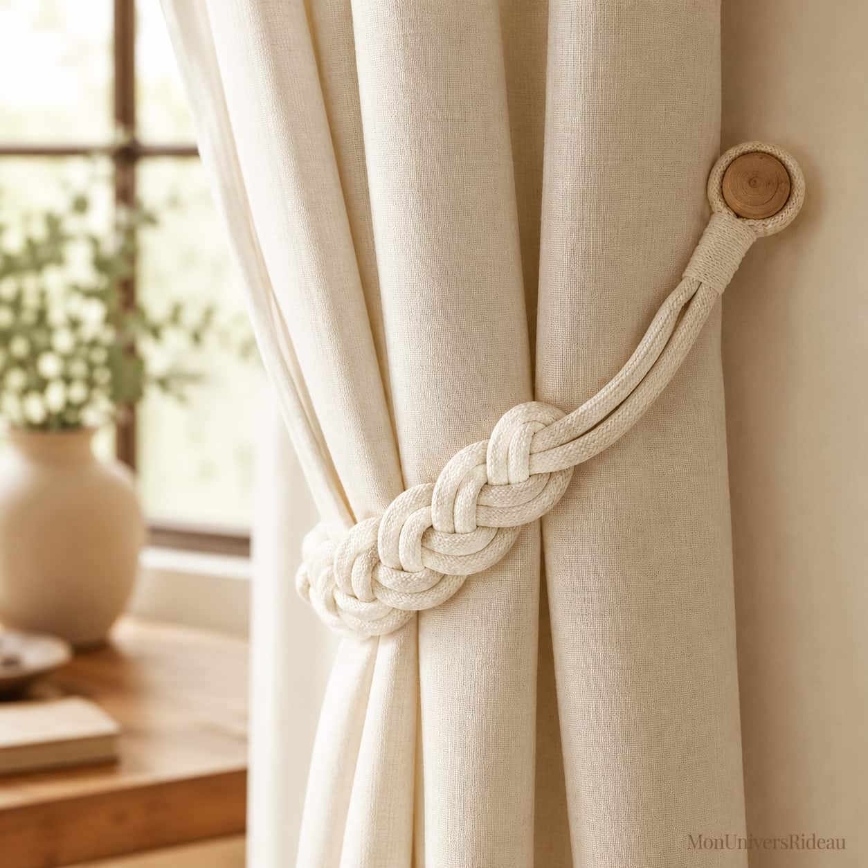 Embrasse Magnetique Tressee Perle Bois | Magnolia