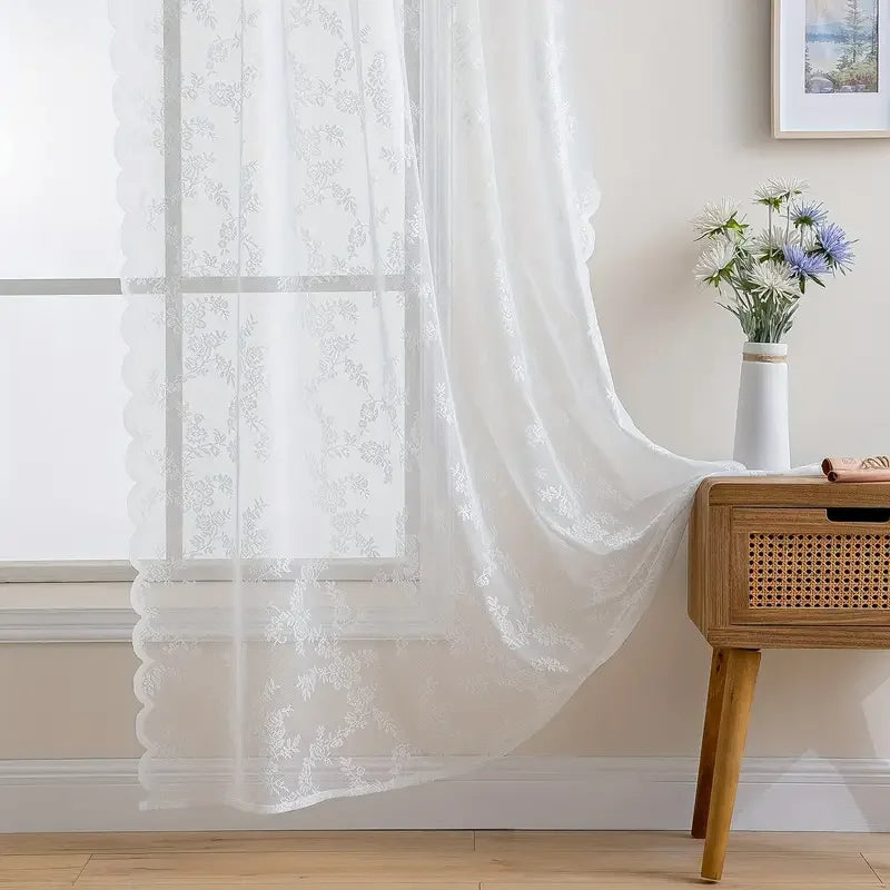 Ourlet festonne voilage blanc Velelia style boheme MonUniversRideau