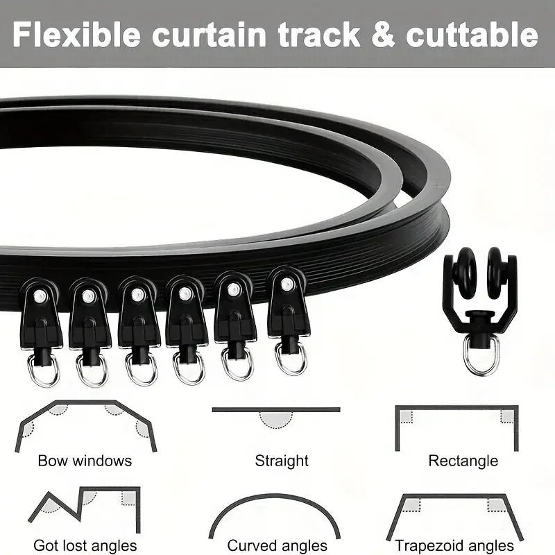 Rail flexible noir courbe sur baie vitree MonUniversRideau