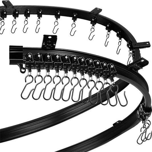 Rail rideau flexible noir Curvera pose au plafond MonUniversRideau
