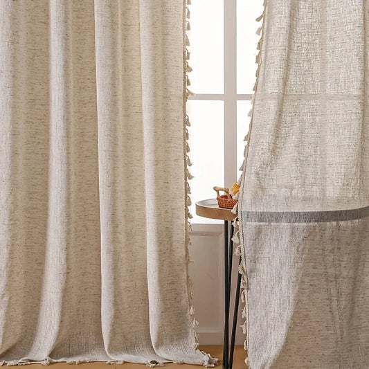 Rideau aspect lin naturel Linea beige tamisant MonUniversRideau