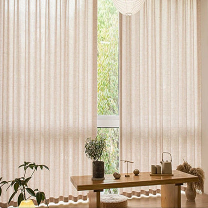 Rideau tamisant lin ivoire fenetre salon lumiere filtree MonUniversRideau