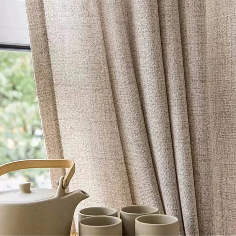 Rideau aspect lin tamisant Linae ivoire tombe naturel MonUniversRideau