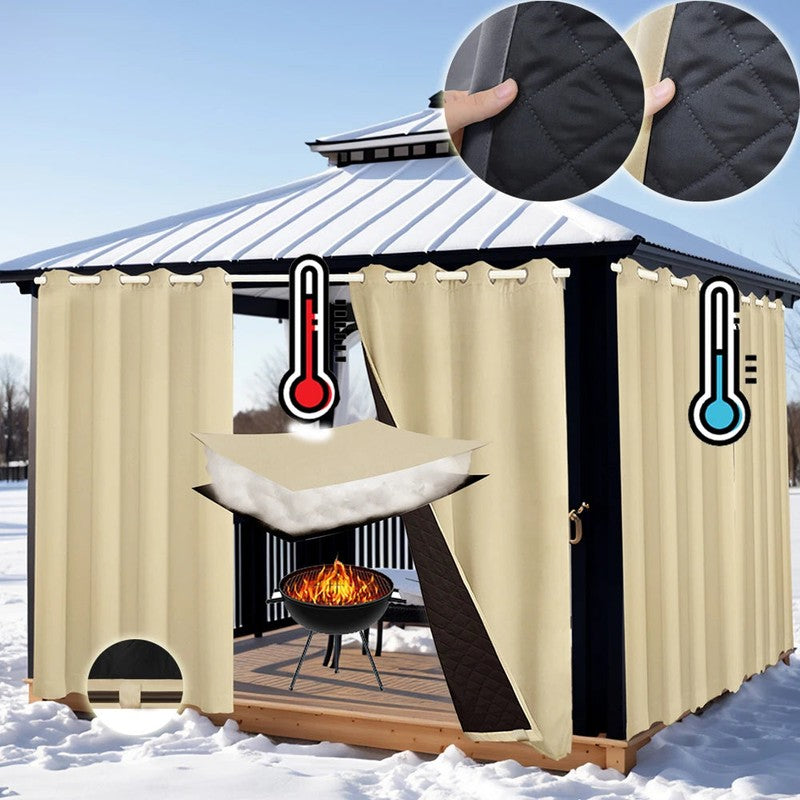Rideau exterieur thermique matelasse Insuleo anthracite terrasse MonUniversRideau
