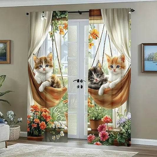 Rideau chat enfant tamisant Mialino 2 panneaux MonUniversRideau