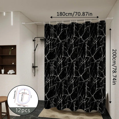 Rideau douche marbre noir 180x200 cm baignoire MonUniversRideau
