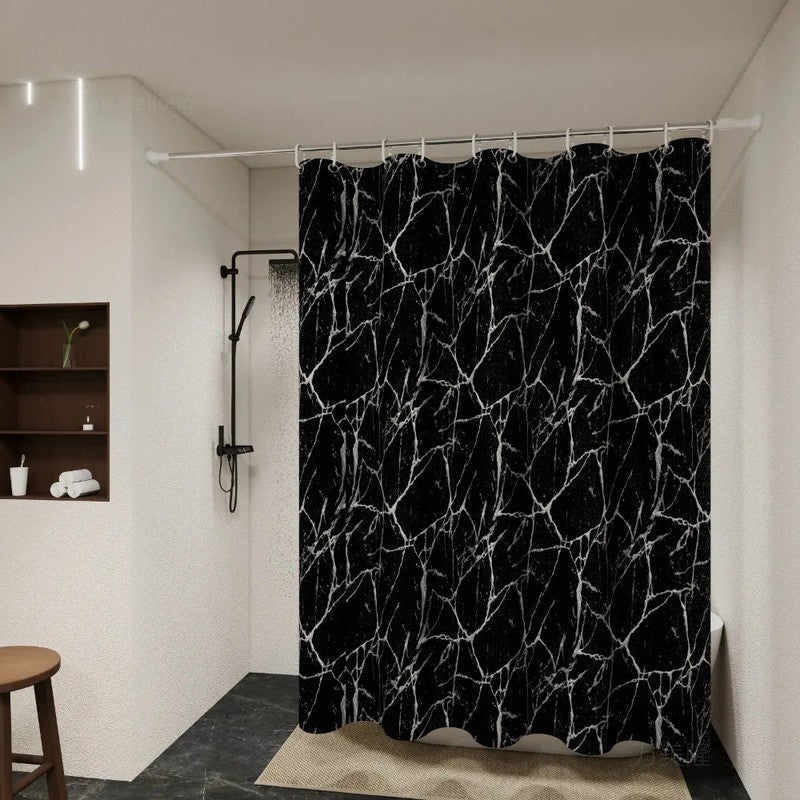 Rideau douche marbre noir PEVA impermeable Marbrox MonUniversRideau