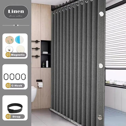 Detail texture effet lin rideau de douche Lineova MonUniversRideau