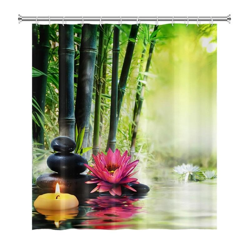 Rideau de douche Zenbara motif orchidees spa salle de bain MonUniversRideau