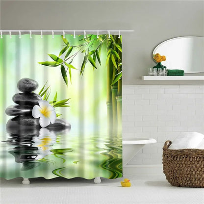 Rideau douche bambou galets format 150x180 cm MonUniversRideau