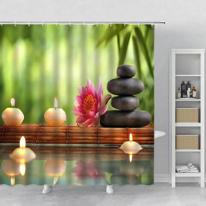 Rideau de douche spa ambiance japonaise salle de bain MonUniversRideau