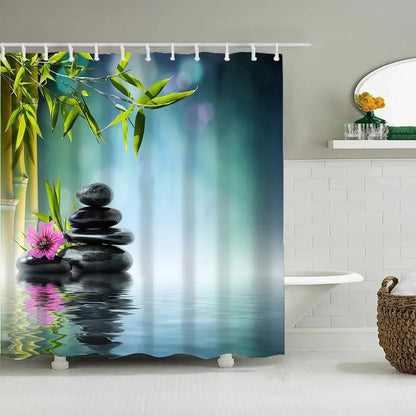Rideau douche Zenbara reflets aquatiques motif nature MonUniversRideau