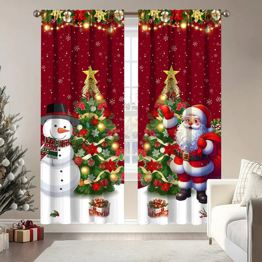 Rideau occultant Noel 2 panneaux bonhomme de neige MonUniversRideau