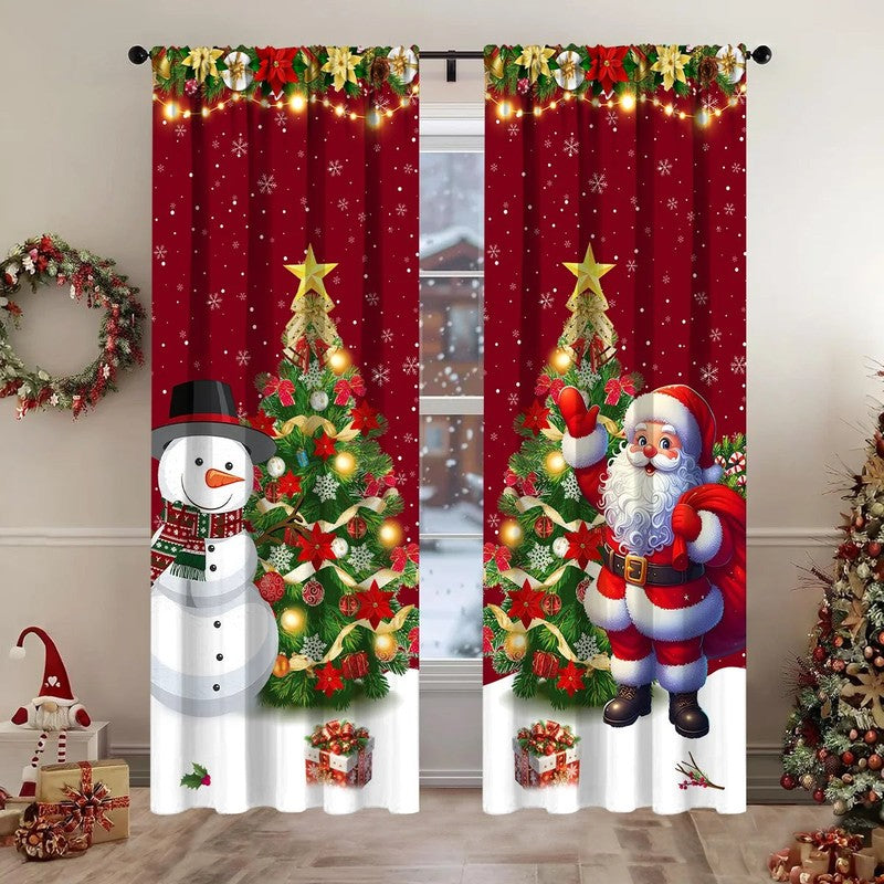 Rideau festif Noel motif sapin etoile rouge MonUniversRideau