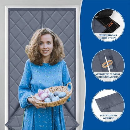 Rideau porte coupe-froid noir installation bandes velcro MonUniversRideau
