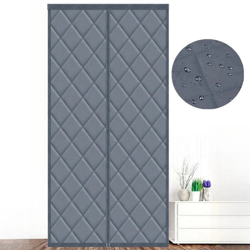 Rideau porte thermique matelasse magnetique gris Isovelo MonUniversRideau