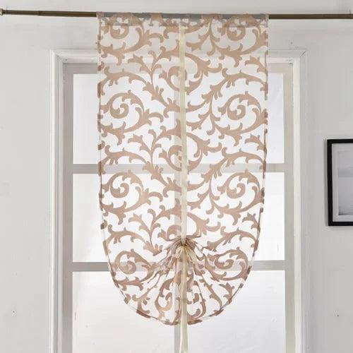 Rideau cuisine translucide jacquard floral ambiance romantique MonUniversRideau