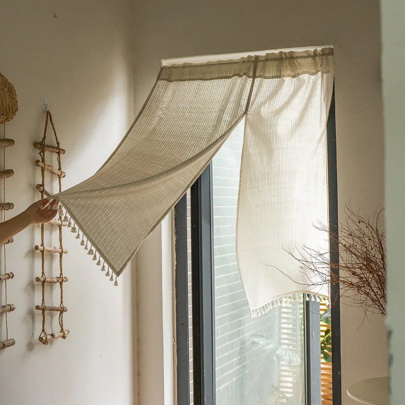 Detail tissage jacquard rideau porte Kiyomi MonUniversRideau