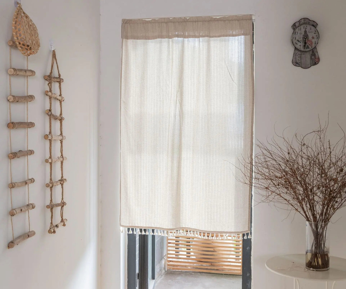 Rideau Kiyomi rayures jacquard couleurs naturelles MonUniversRideau