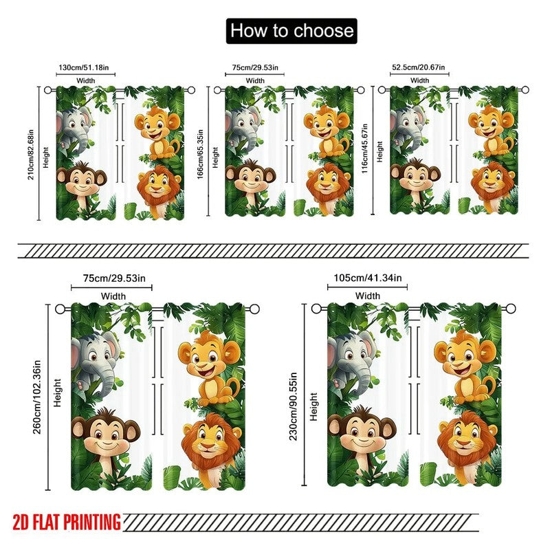 Rideau motif jungle vert et colore chambre garcon MonUniversRideau