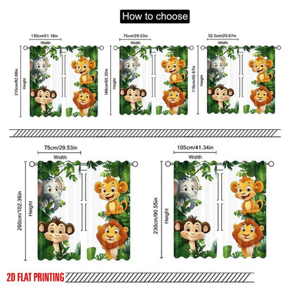 Rideau motif jungle vert et colore chambre garcon MonUniversRideau
