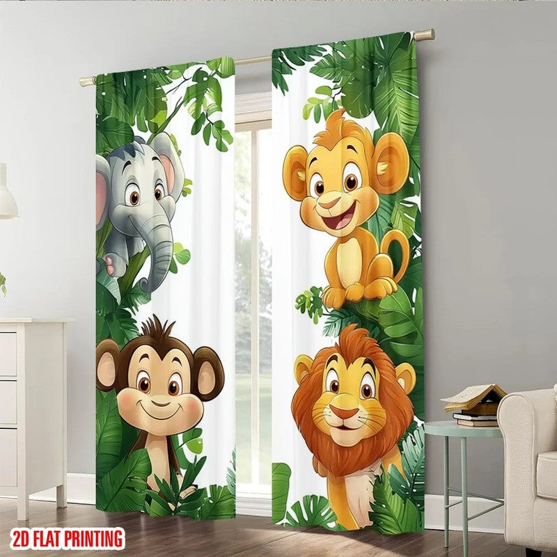 Vue ensemble duo rideaux jungle chambre enfant MonUniversRideau