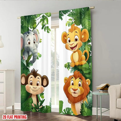 Vue ensemble duo rideaux jungle chambre enfant MonUniversRideau