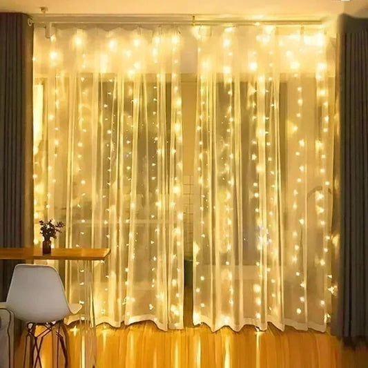 Rideau lumineux exterieur LED blanc chaud terrasse MonUniversRideau
