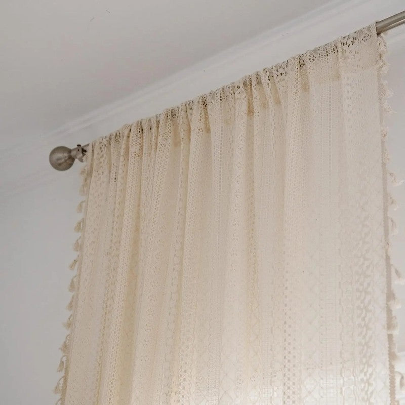 Rideau macrame vintage ambiance boheme fenetre MonUniversRideau