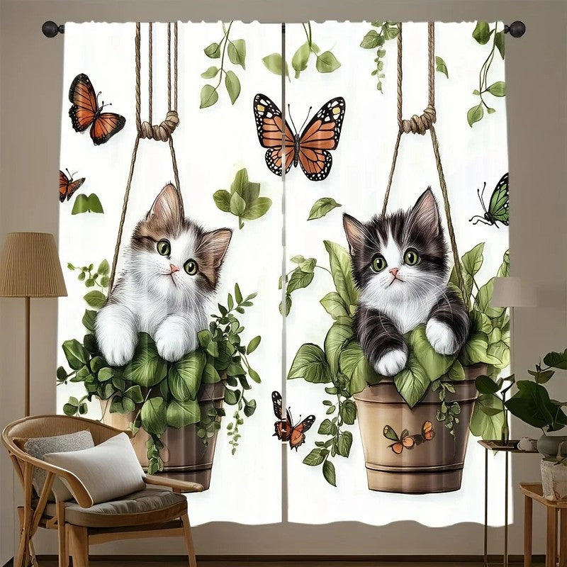 Rideau tamisant animaux fleuris Felipots vue ensemble MonUniversRideau