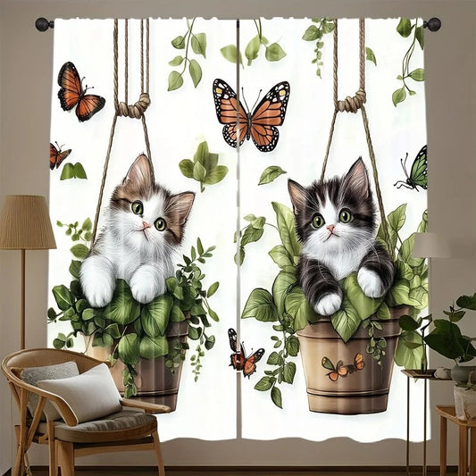 Rideau tamisant animaux fleuris Felipots vue ensemble MonUniversRideau