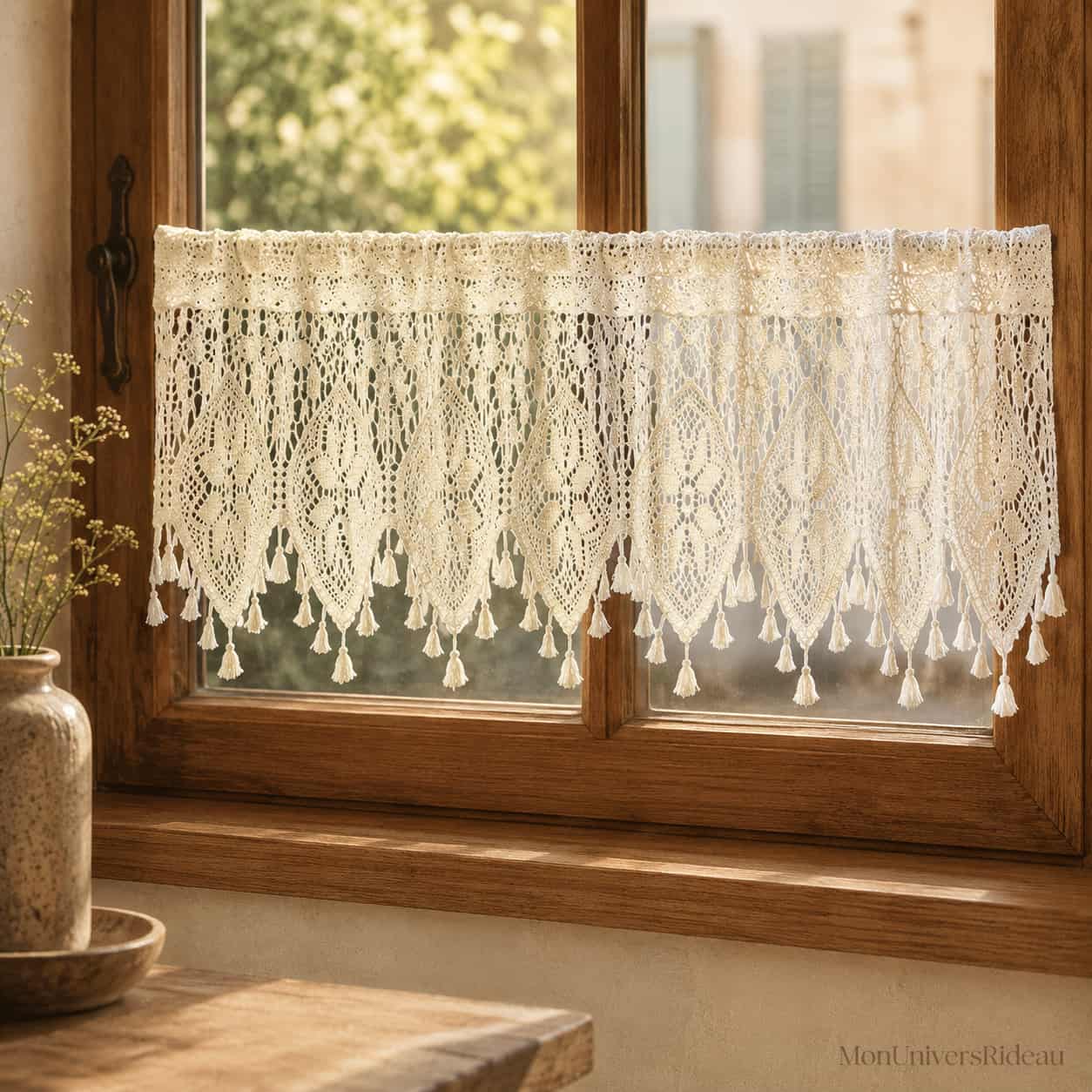 Rideau en dentelle courte Macramé